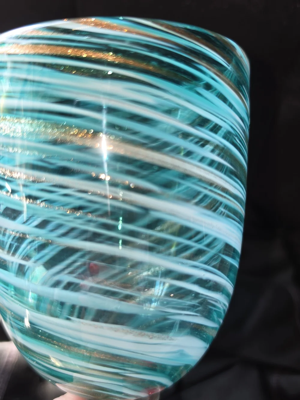 VTG Pier 1 Blue White Swirl Aventurine Water Goblets Set of 4